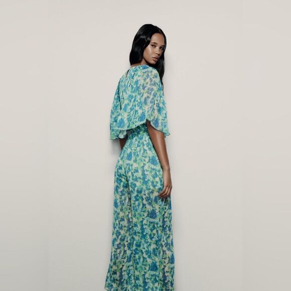 ZARA FLUID PRINTED LONG JUMPSUIT - Picture 7 of 9